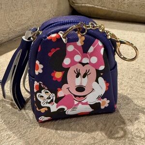Disney Purple Minnie Mouse and Figaro Key Chain Backpack Coin Purse